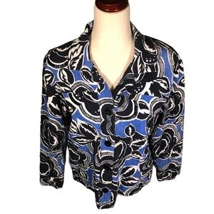 Chico’s Blue and White Swing Jacket